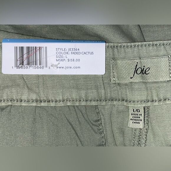 Joie Women's Pleated Short - Size Large - Faded Cactus Cotton/Linen blend - Picture 5 of 6